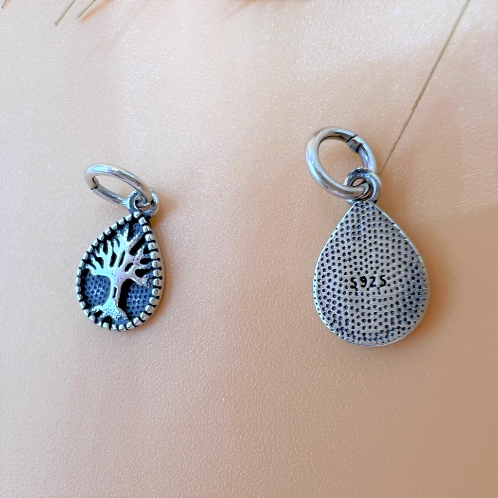 Charm móc treo cây gia đình hình giọt nước - Charm bạc 925 - Mã CA775