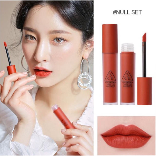 Son Kem Lì 3CE Soft Lip Lacquer Null Set – Đỏ Gạch