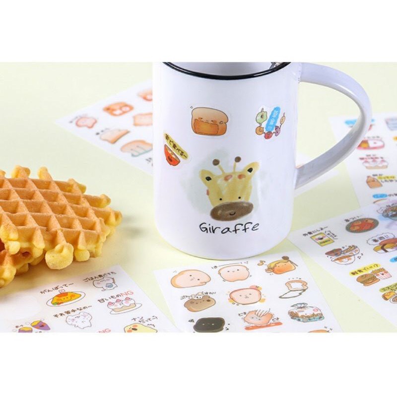 Combo 6 tờ sticker dán mẫu đồ ăn