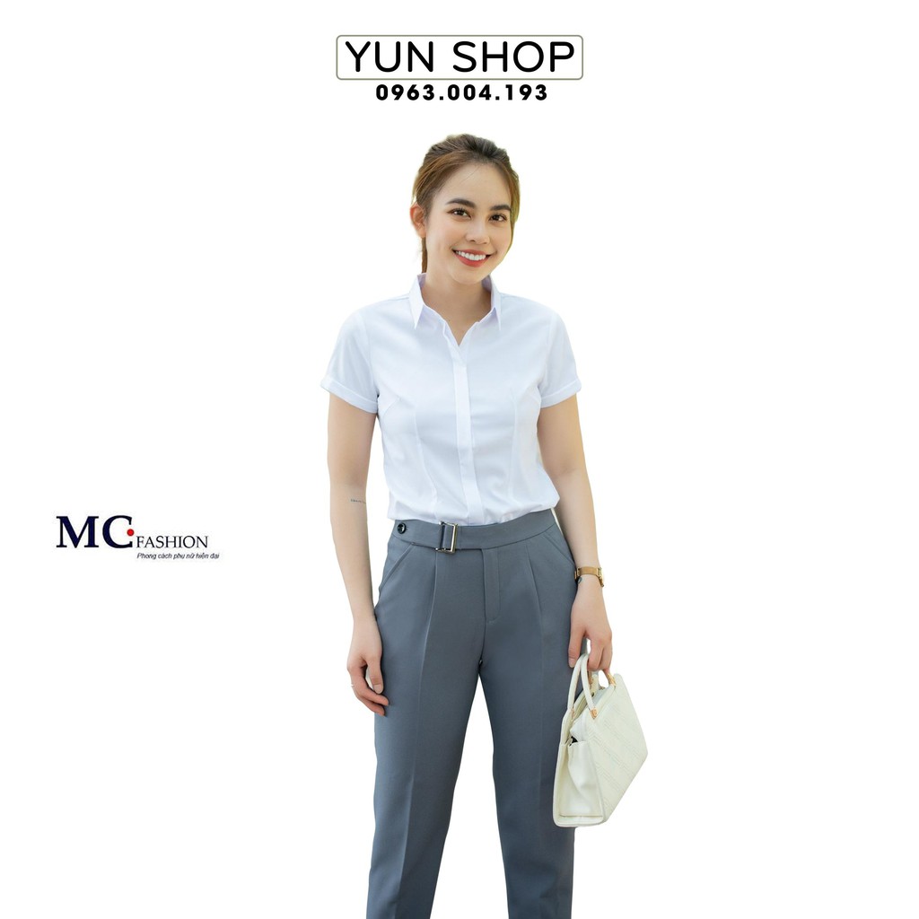 Áo Sơ Mi Nữ - Áo Sơ Mi Nữ Trắng Cơ Bản Cộc Tay - MC Fashion A0068