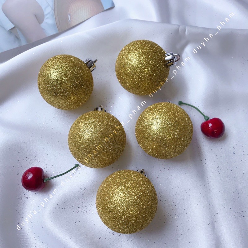 QUẢ CẦU NHŨ KIM TUYẾN LẤP LÁNH TRANG TRÍ CÂY THÔNG NOEL