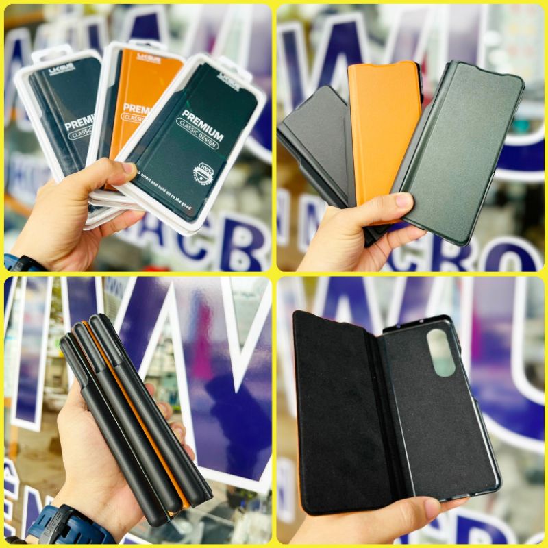 Bao da nắp gập Samsung Z fold 3 / Zfold 3 trơn màu hàng công ty