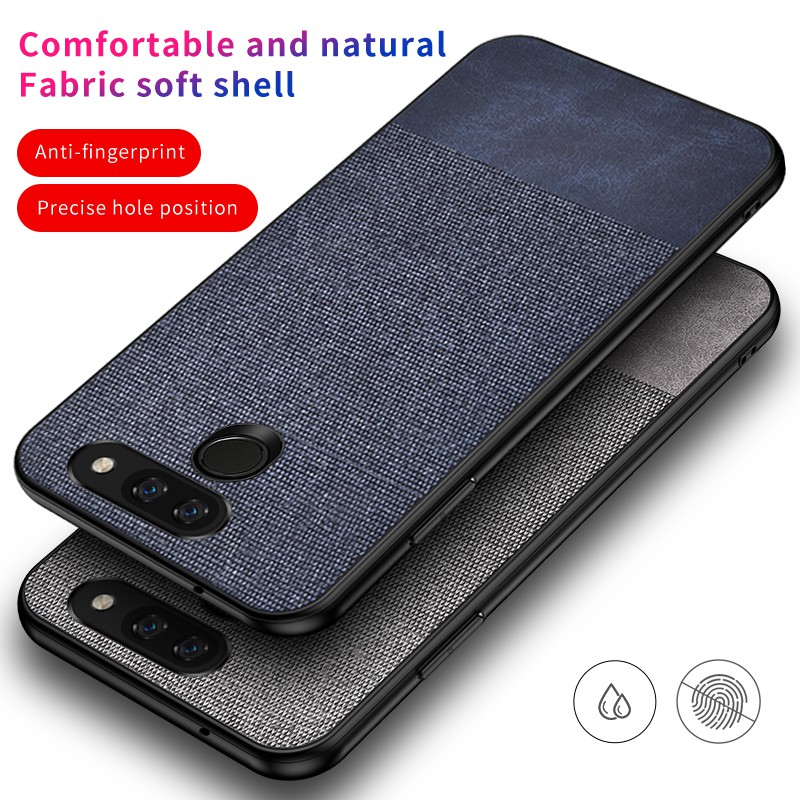 Ốp điện thoại vải mỏng mềm nhám phối da chống sốc cho LG G8 ThinQ K40