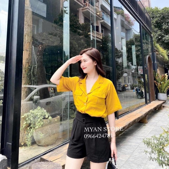 Set sơmi 2 túi báic+quần sóoc