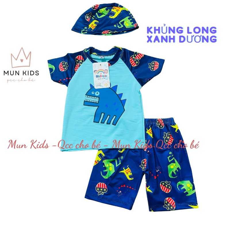 Bộ bơi kèm mũ cho bé trai Kids Fashion, đồ bơi bé trai kèm mũ 10kg-22kg Mun Kids