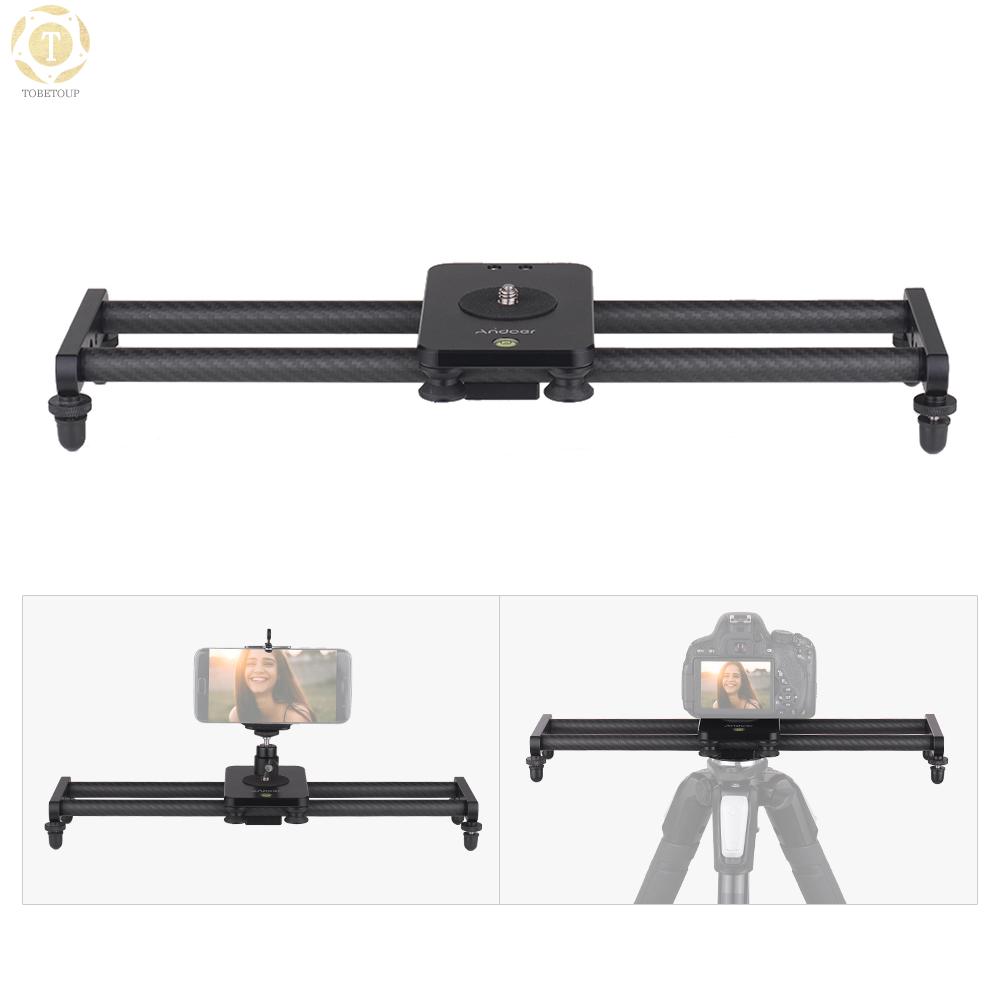 Shipped within 12 hours】 Andoer 40cm/ 15inch Carbon Fiber Camera Track Slider Video Stabilizer Rail with Mini Ballhead Phone Clamp for DSLR Camera Camcorder DV Film Photography Accessory Max. Load Capacity 5kg/ 11Lbs Track Slider [TO]