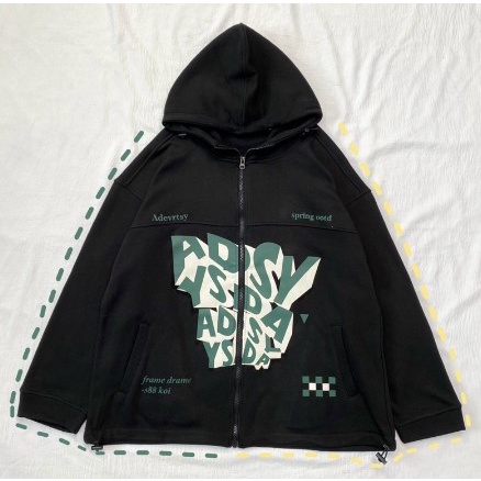 Áo Khoác Hoodie Zip Nỉ Bông ZAZY màu KEM/ĐEN  Nam nữ unisex/Áo hoodie dây kéo có mũ form rộng Jaystoree