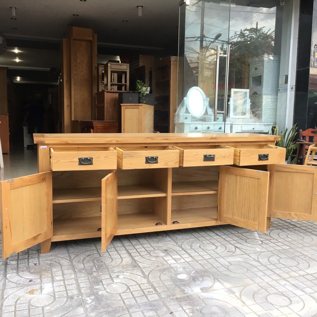 Tủ bếp gỗ sồi 4 cánh 4 ngăn kéo 2m SP-859