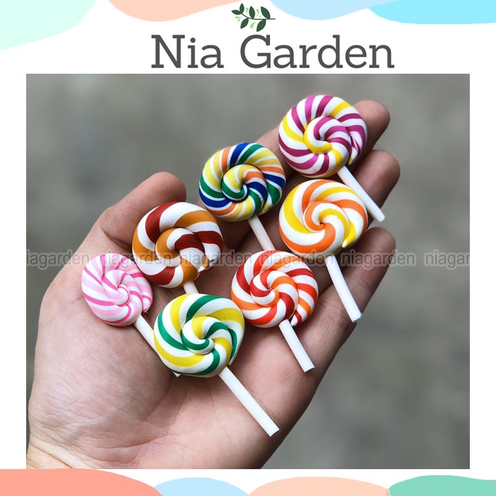 Tiểu cảnh kẹo mút lolipop trang trí chậu cây terrarium bể cá vườn mini Nia Garden N5