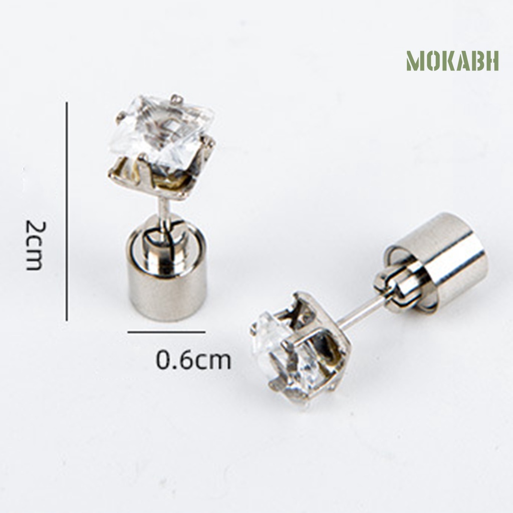 1 Đôi Bông Tai Đính Đá Zircon Hình Vuông Phát Sáng Thời Trang Dành Cho Nữ