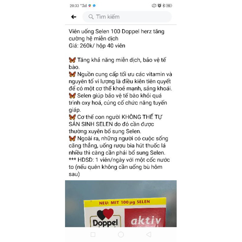 Bill kèm Selen 100 dopp hàng Đức