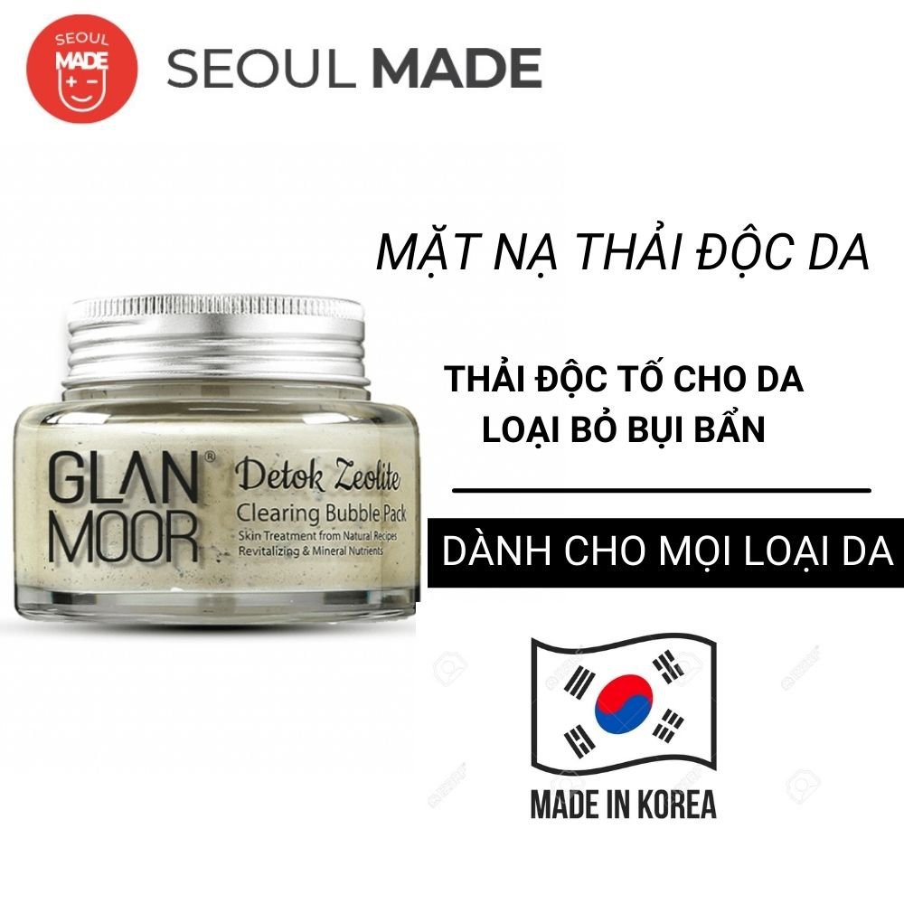 Mặt nạ thải độc da và loại bỏ bụi mịn Hàn Quốc Glan Moor Detok Zeolite Clearing Bubble 125mg. Seoul Made