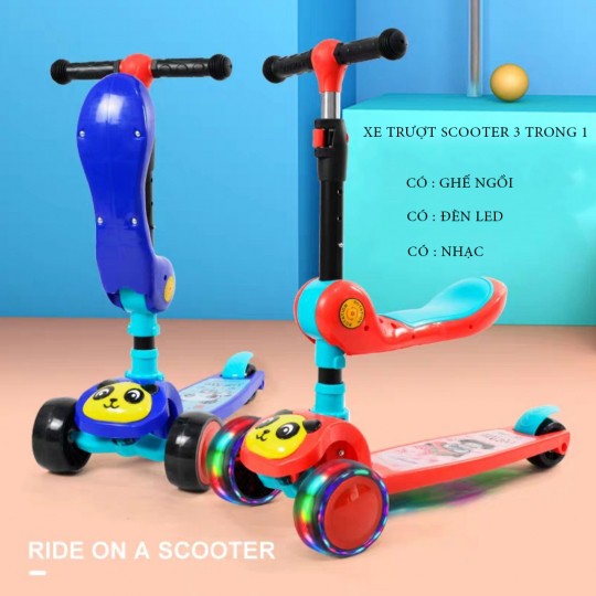 [FREESHIP] XE TRƯỢT SCOOTER 3IN1 CÓ NHẠC, ĐÈN