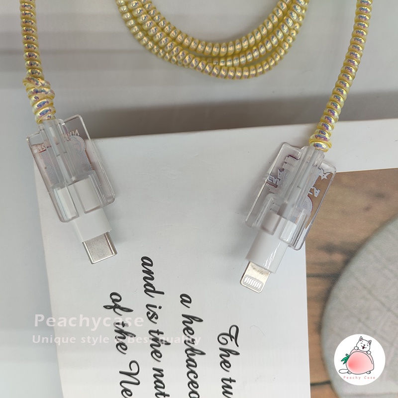 Phụ Kiện Bảo Vệ Dây Cáp Sạc USB Type-C Android Bằng Nhựa Trong Suốt Hình Chuột Mickey Dễ Thương Thông Dụng