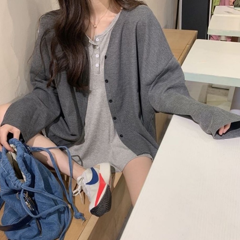 Áo khoác cardigan dệt kim IELGY mỏng dáng rộng dễ phối đồ thời trang xinh xắn cho nữ