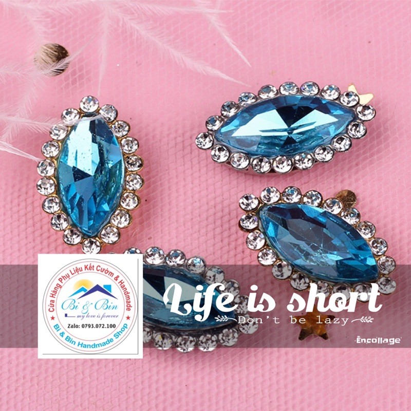 100 Viên Đá Đế Lá Me Viền Xoàn