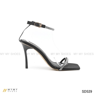 Sandal xỏ ngón dây đá mũi vuông gót nhọn 9p mymy shoes