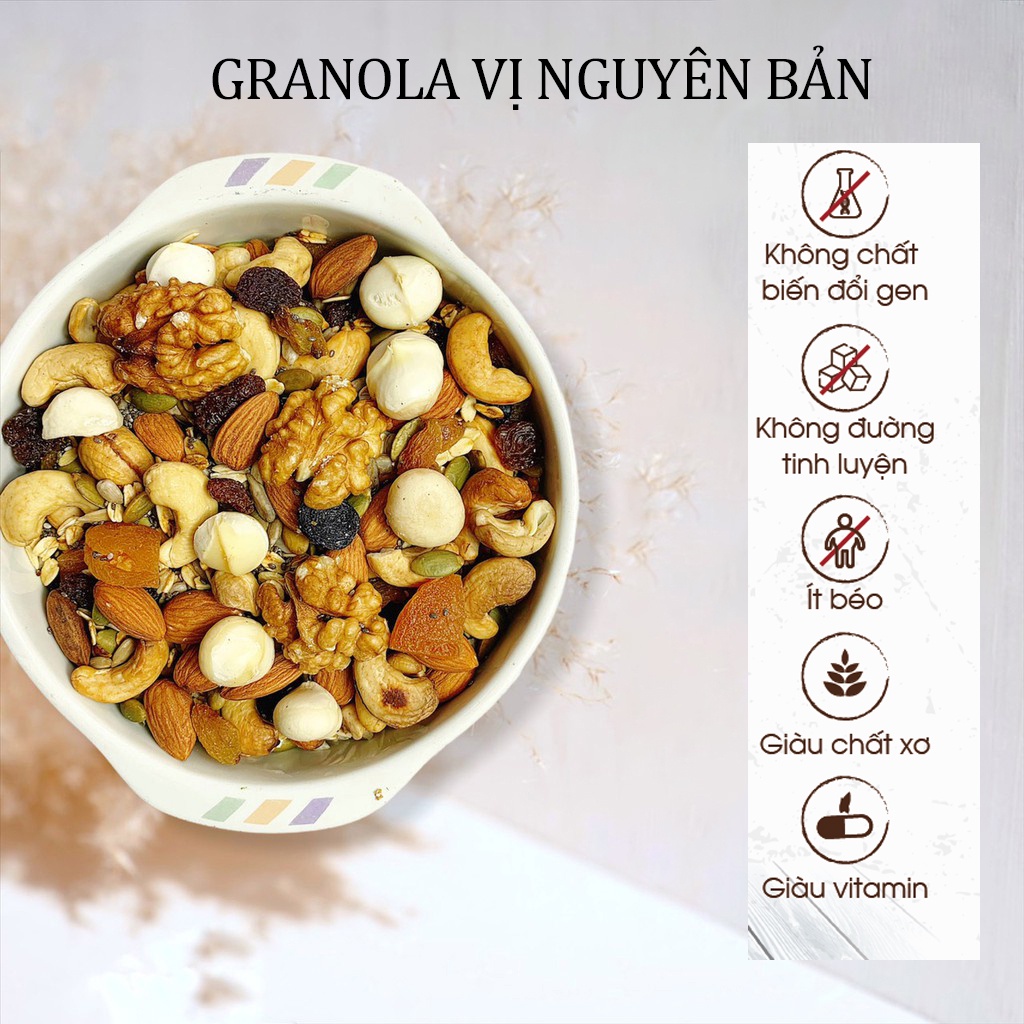 Granola SIêu Hạt Mix Nguyên Vị Không Yến Mạch, Ngũ Cốc Ăn Kiêng Cao Cấp Dành Cho Người Giảm Cân, Ăn Kiêng