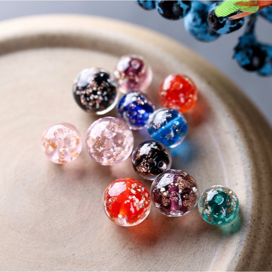 Set 1/10/12mm Hạt Đá Lấp Lánh Dùng Để Làm Đồ Trang Sức Thủ Công