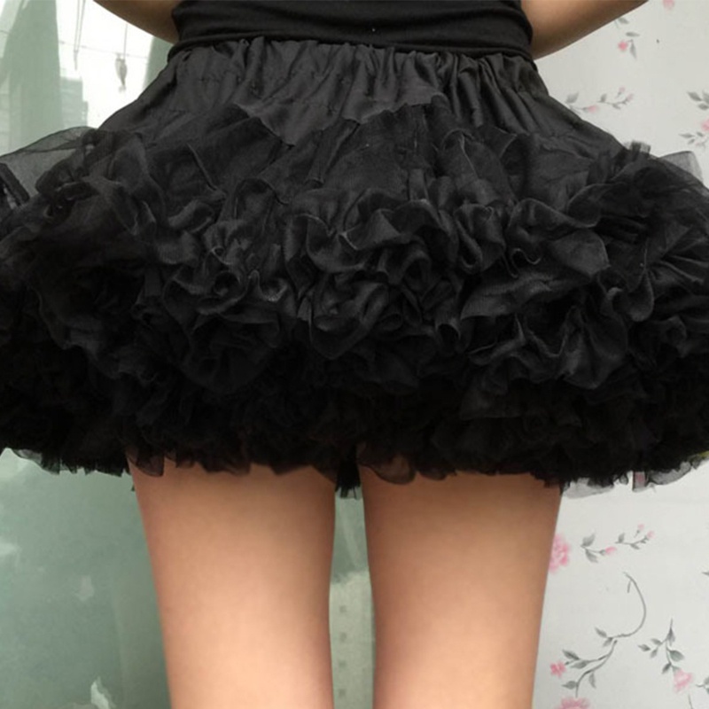 Chân Váy Xòe Tutu Lưng Cao Co Giãn Nhiều Lớp Bằng Vải Tuyn Đính Nơ Ngọt Ngào Cho Nữ