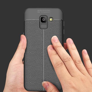 Ốp Lưng Auto Focus Vân Da Cho Samsung A6, A6 Plus, J6, A8, A8 Plus
