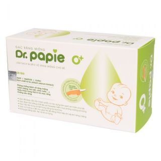Gạc rơ lưỡi Dr Papie vệ sinh răng miệng cho bé sơ sinh hộp 30 gói tiệt trùng