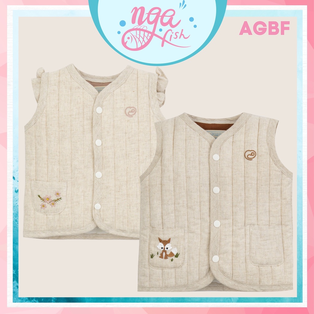 Áo gile BU chần bông Foxie Florie cho bé trai bé gái dễ thương Nga Fish AGBF