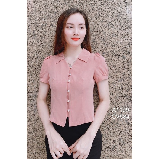 Áo croptop cúc ngọc - Hồng/Vàng/Trắng A1199