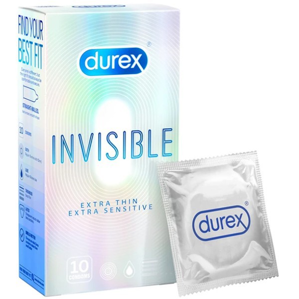 DUREX INVISIBLE mỏng, có che SP, 10 bao  / 1 hộp