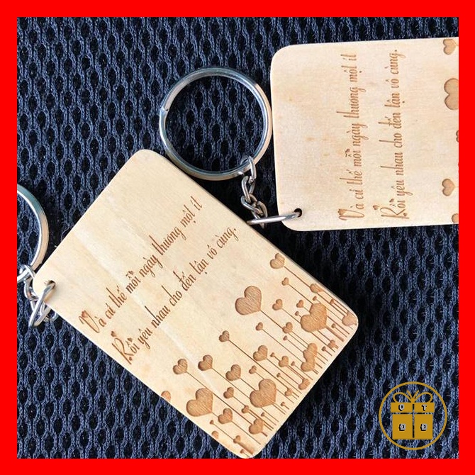 Móc Khóa Cute Khắc Hình Và Chữ Theo Yêu Cầu (Khắc 2 Mặt) - Quà Tặng Cho Nữ, Quà Sinh Nhật Bạn Gái