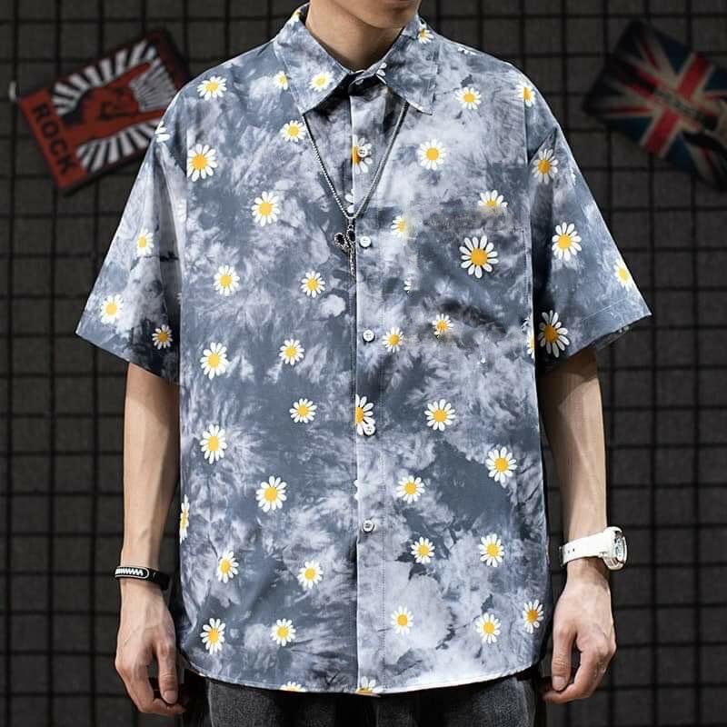 Áo Sơ Mi Tay Ngắn Unisex Cổ Bẻ Phông Cách Hàn Quốc Freesize