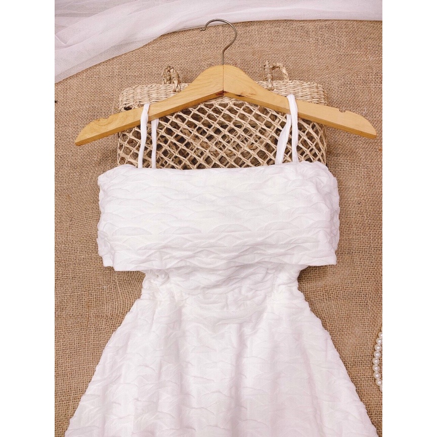 ĐẦM VÁY 2 DÂY THUN SÓNG - Hình Shop Chụp