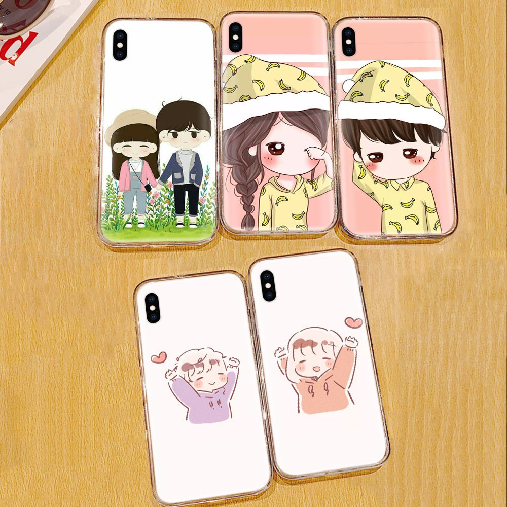 Ốp Lưng Điện Thoại Nhựa Mềm Iphone 8 7 6 6s 5 5s Se 5c 4s 4 Hình Cặp Đôi Dễ Thương Ta152