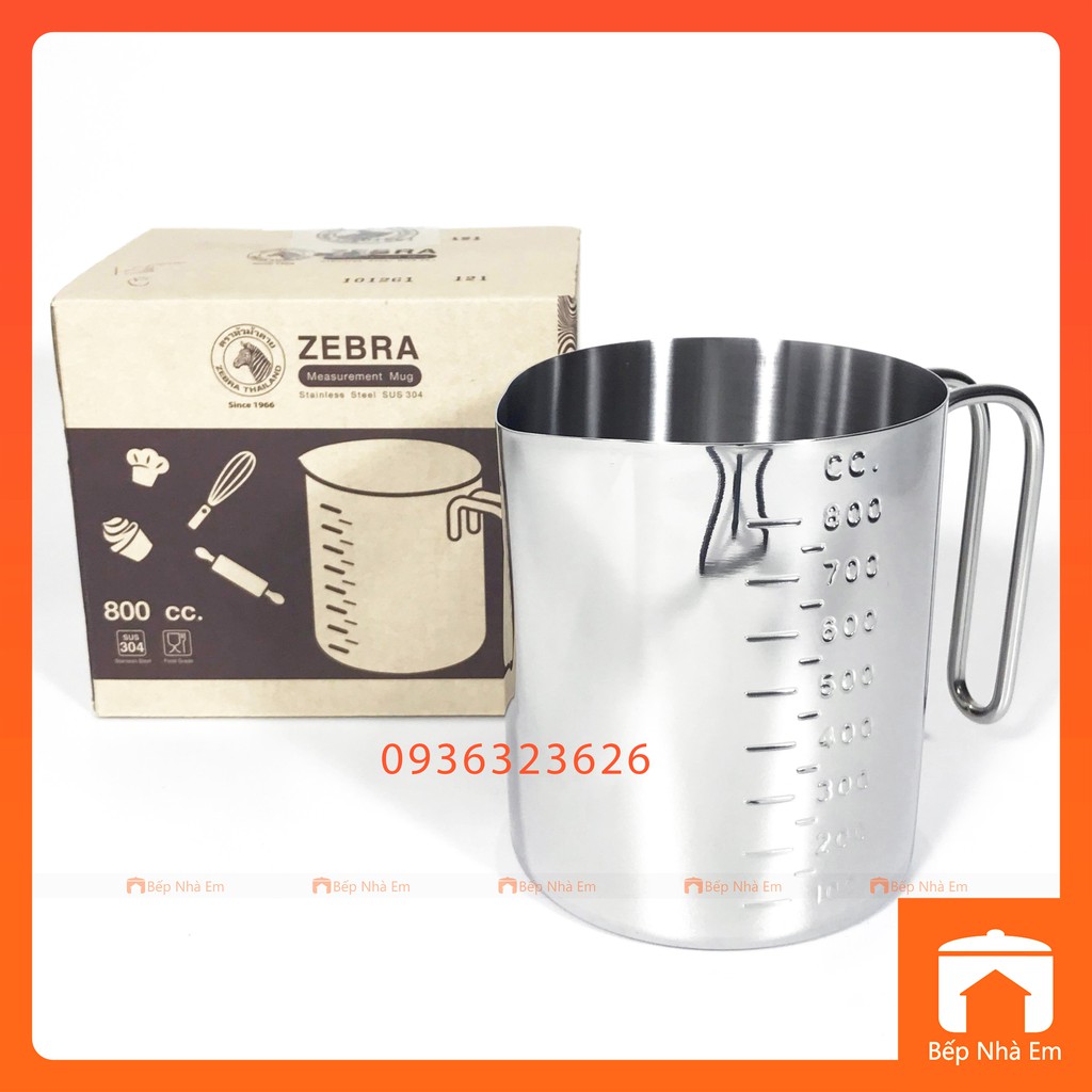 Ca Đánh Sữa - Ca Đong ZEBRA Dung Tích 800ml ( Inox 304) - 112590 - Hàng Nhập Khẩu Thái Lan