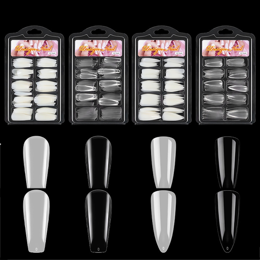[Hàng mới về] Set 100 móng tay giả trong suốt dạng nhấn dùng để nối dài móng tay diy