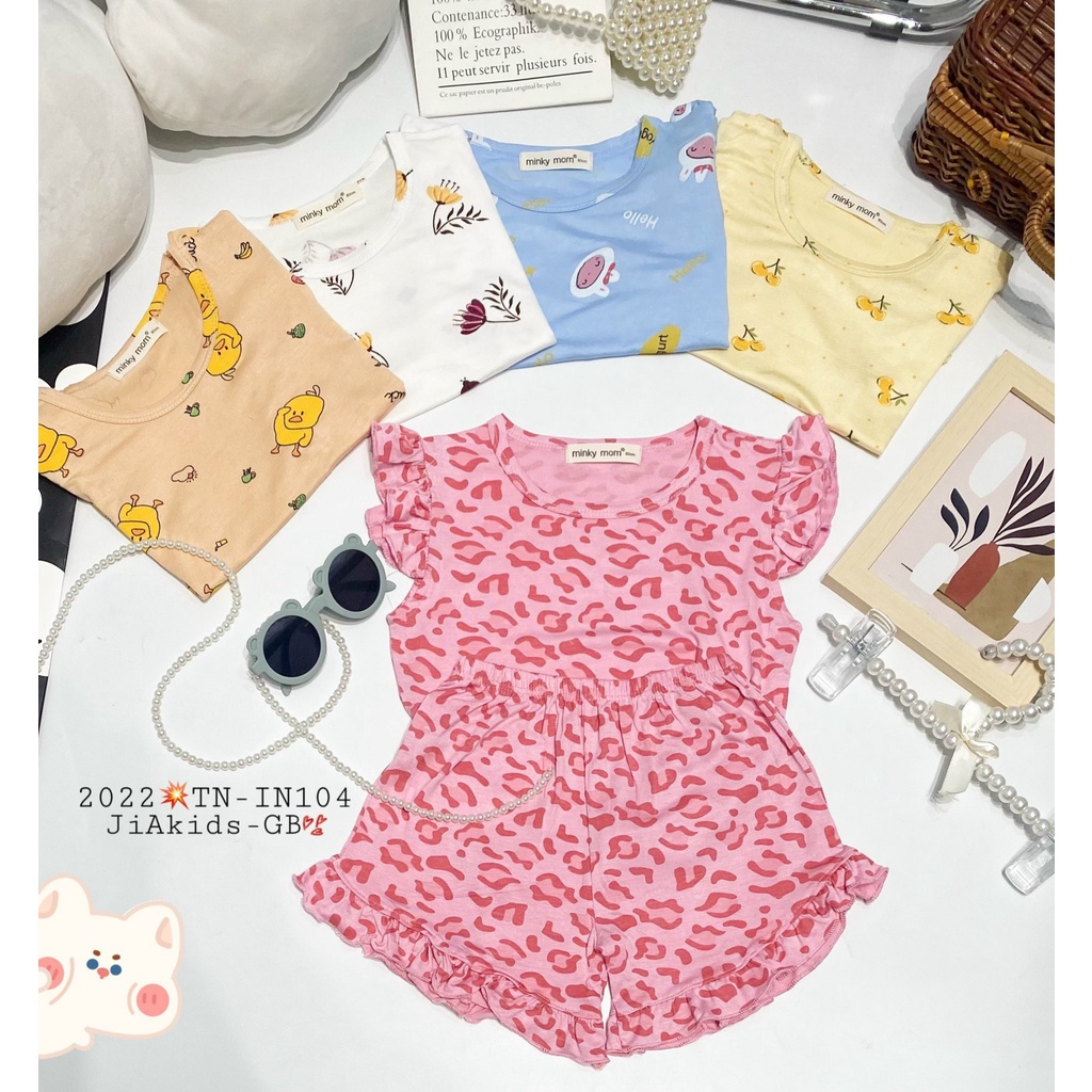 Bộ thun lạnh cho bé gái Minky mom 8-30kg Bộ quần áo bé gái mặc nhà sát nách - SGMA