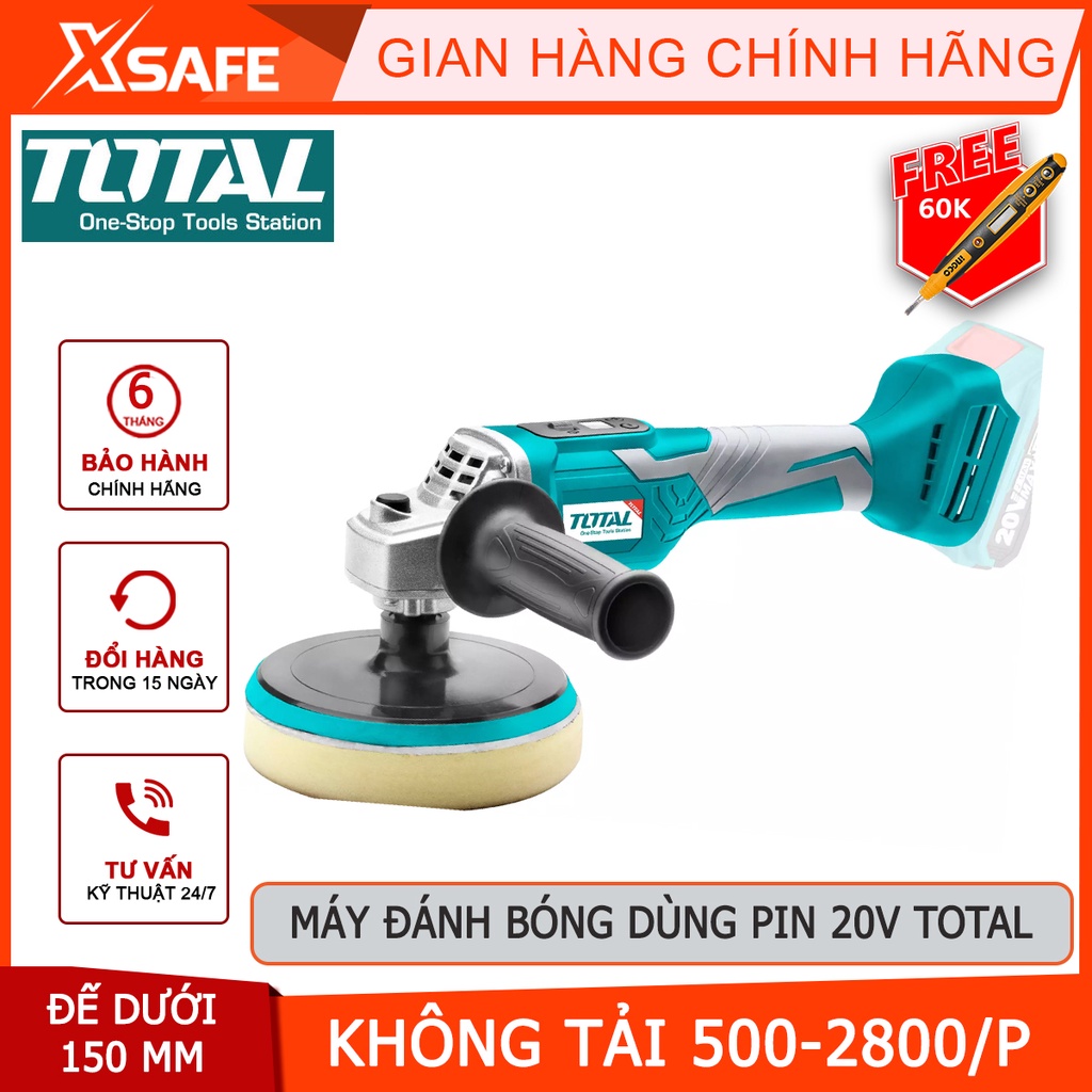 Máy đánh bóng dùng pin Lithium 20V TOTAL TAPLI2001 Máy chà sàn mini màn hình LCD hiển thị tốc độ, không kèm theo pin sạc