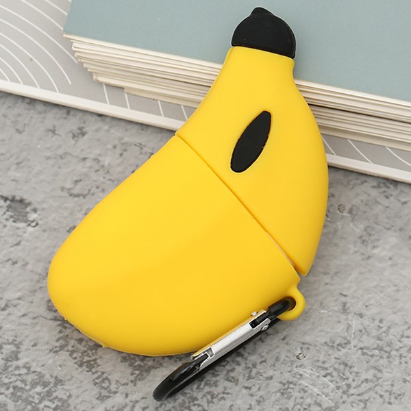 Túi đựng AirPods 1 &amp; 2 Silicone kèm móc hình Quả chuối vàng