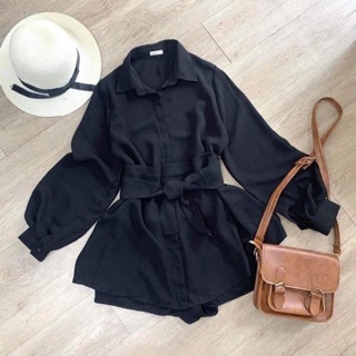 SET ÁO SƠ MI CỘT EO KÈM QUẦN SHORT (KÈM VIDEO HÌNH THẬT)