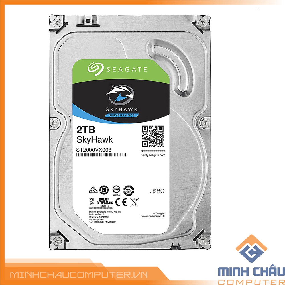 SEAGATE SKYHAWK SURVEILLANCE HDD 2TB 3.5" SATA 6Gb/s/64MB Cache/ 5900RPM ST2000VX008