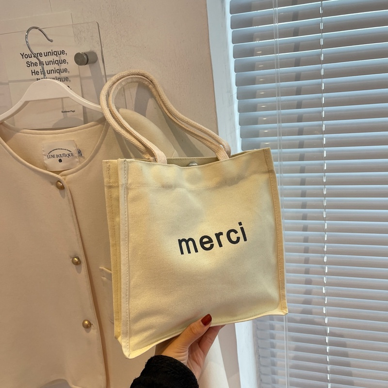 Túi Xách Canvas Cỡ Lớn In Chữ Đơn Giản Thời Trang