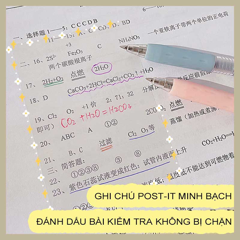 W&G Set 50 Tờ Giấy Ghi Chú Trong Suốt Chống Nước Tự Dính Phong Cách Hàn Quốc