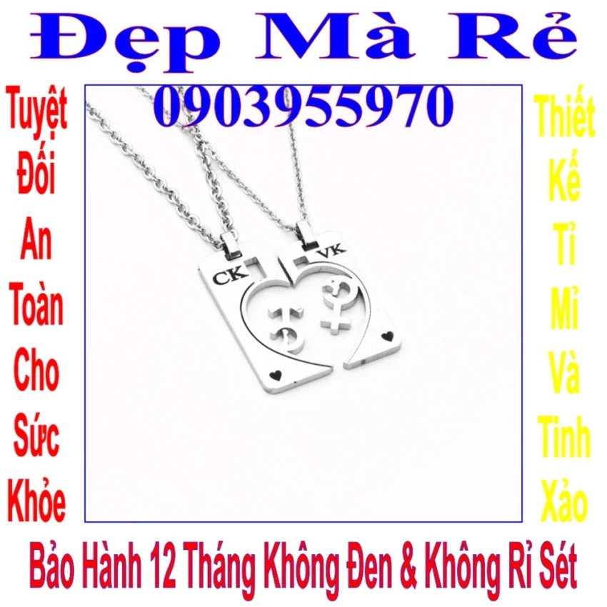 Dây chuyền trang sức em và tôi biểu tượng nam nữ khắc chữ CK / VK - Giá bán trên là 1 cặp = 2 sợi