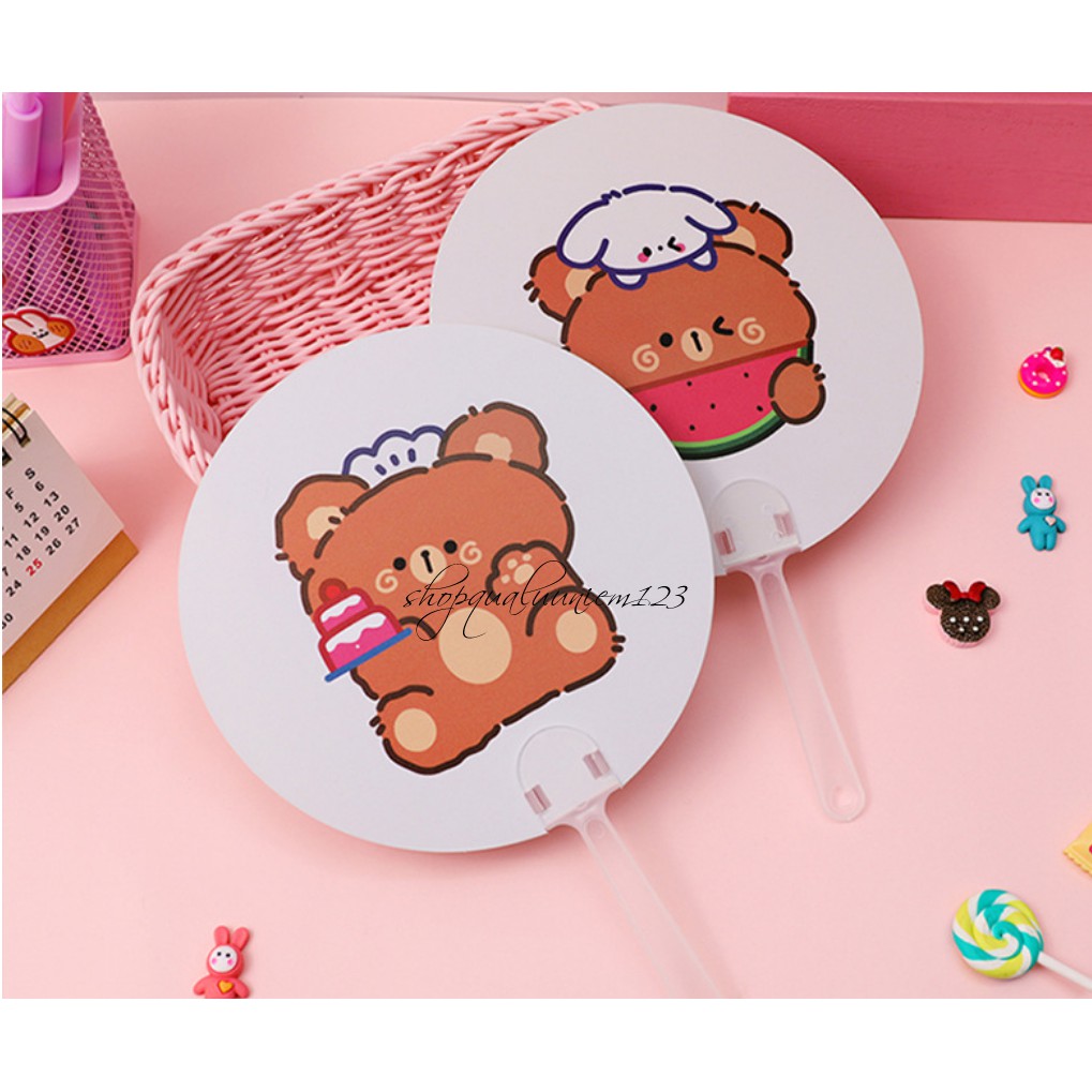 ♥️Quạt Mini Cầm Tay Tròn Hình Gấu Dễ Thương Siêu Cute♥️