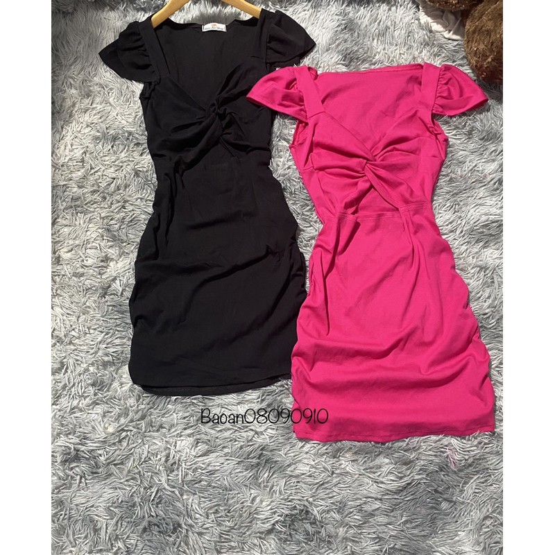 Đầm ôm body nữ kiểu hở xoắn ngực chất vải thun Borip | BigBuy360 - bigbuy360.vn