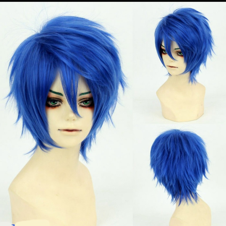 [sẵn] Wig/tóc giả cosplay Jellal - Fairy tail (cơ bản nam xù xanh dương) tại MIU SHOP 06