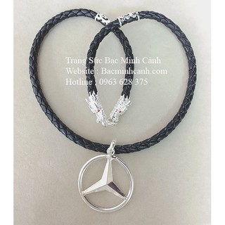 Dây da bọc bạc mặt Mercedes