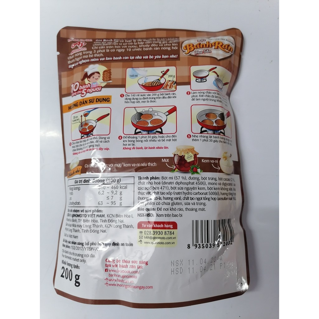 [200g – CHOCO] Bột bánh rán pha sẵn vị sô cô la [VN] AJINOMOTO Chocolate Pancake Mix Powder (aji-hk)