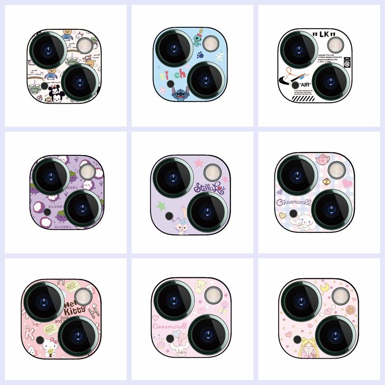 【Tiktok Same Popular!!! 】Miếng Dán Bảo Vệ Ống Kính Máy Ảnh Họa Tiết Hoạt Hình Cho Apple Iphone 13 13mini
