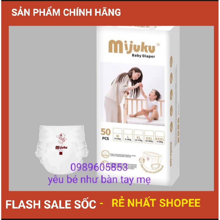 Tã bỉm quần mijuku CHÍNH HÃNG 50 miếng đủ size m_L_XL_XXL_XXXL siêu mềm mại